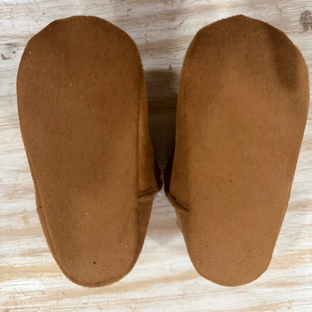 Avalanche Brown Suede Baby Boots with Red Trim (Size 6-9 months)